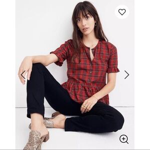Madewell Studio Ruffle-Hem Top in Clanton Plaid